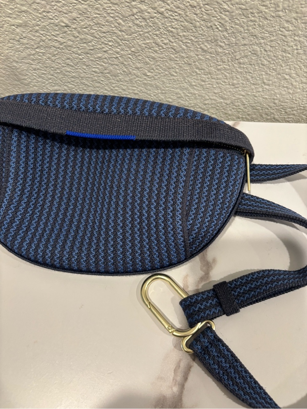 Rothy's Navy and Royal Blue Woven Mini Crossbody Belt Bag - Picture 5 of 9